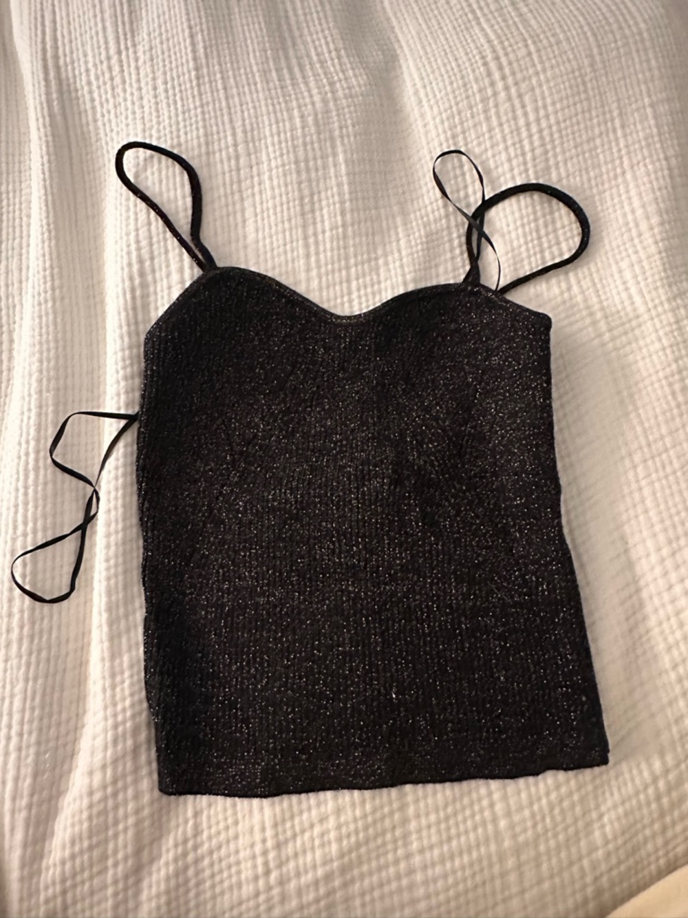 H&M Black Sparkle Spaghetti-Strap Cami